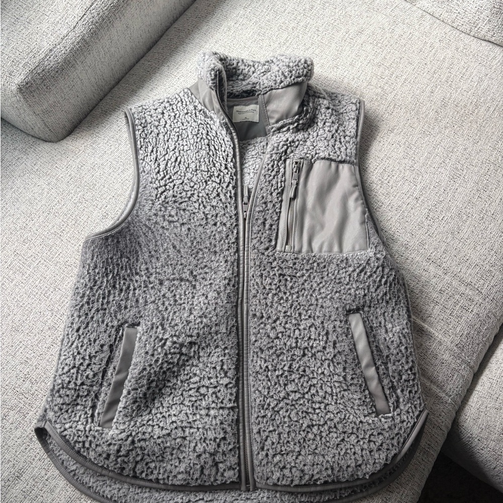 Abercrombie & Fitch Gray Sherpa Vest